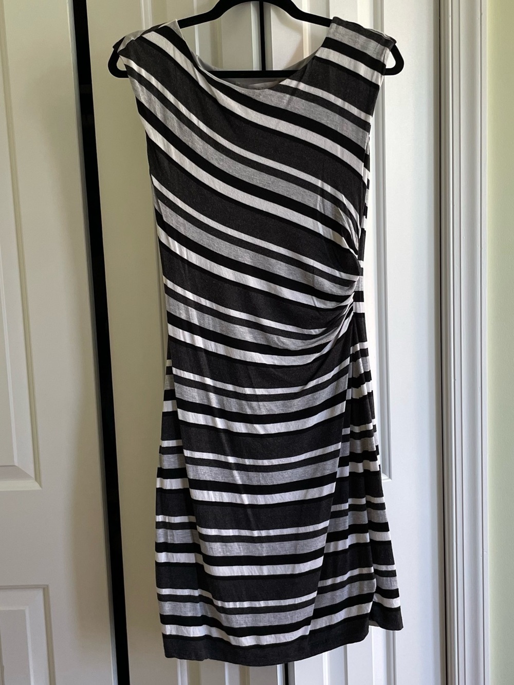 LOFT Black and White Striped Dress